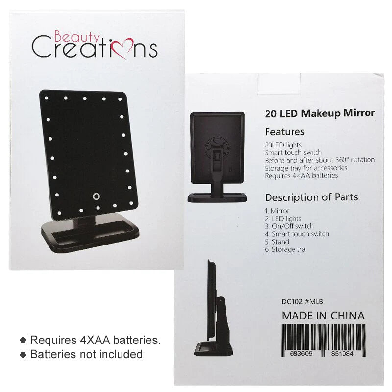 Black 20 LED Makeup Mirror n (BATTERIES NOT INCLUDED)