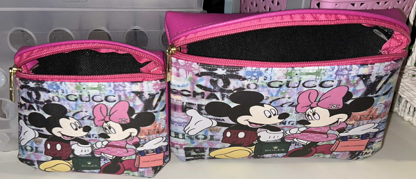 Fuchsia Mickey and Minnie Crossbody Set