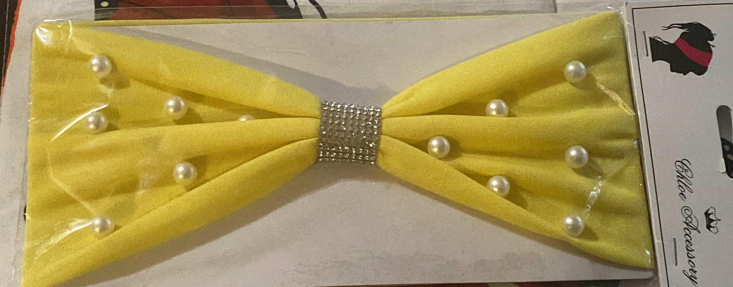 Yellow Headband with Pearl