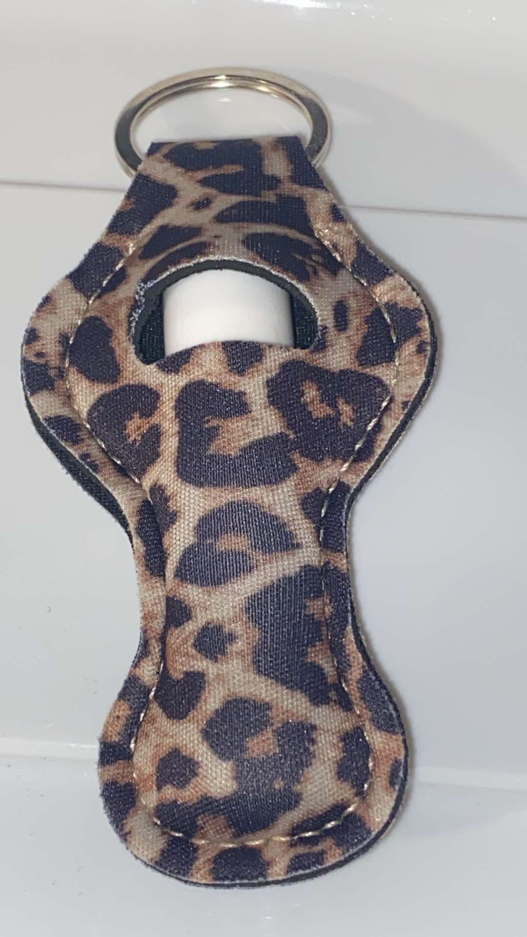 Brown Holder Keychain Chapstick included