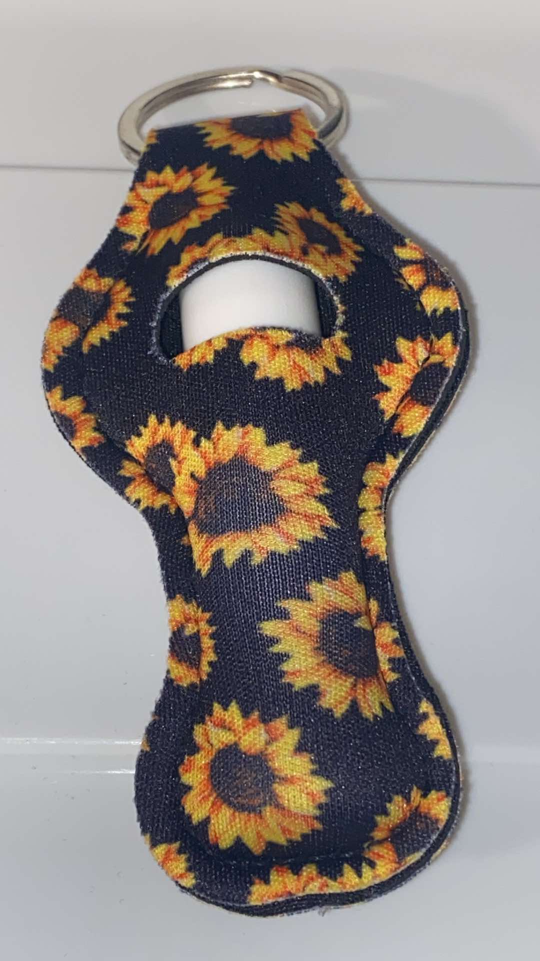 Sunflower Holder Keychain Chapstick included