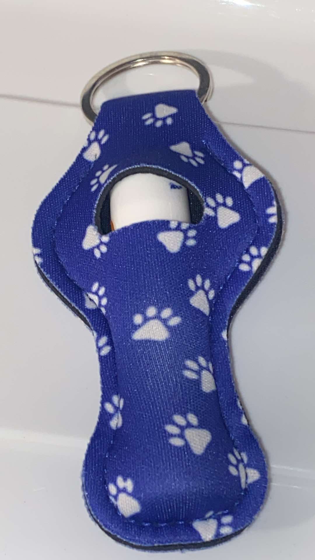 Blue Holder Keychain Chapstick included