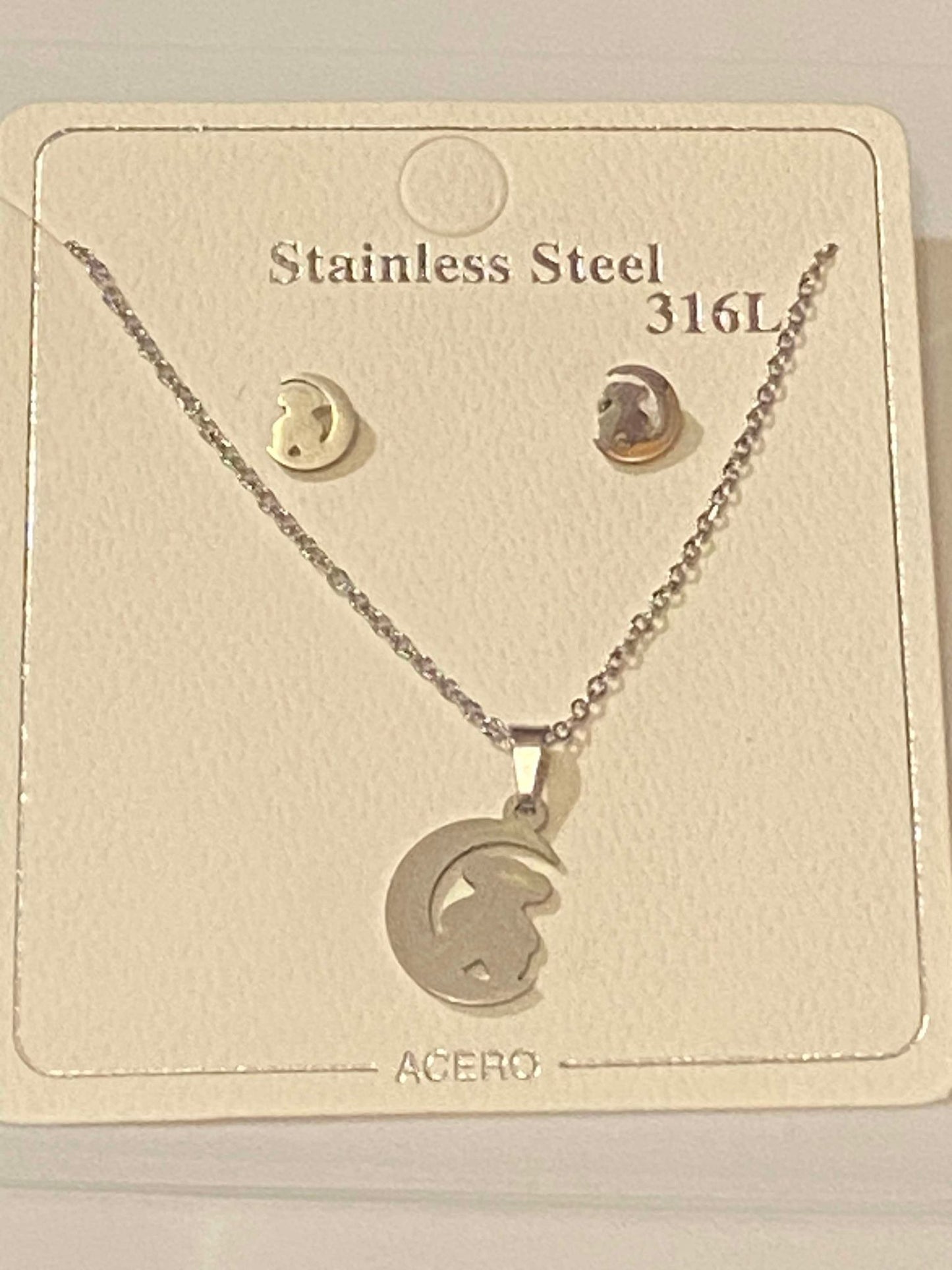 Gold Stainless Steel Necklace Set