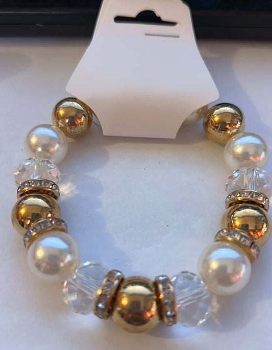 Gold and White Bracelet