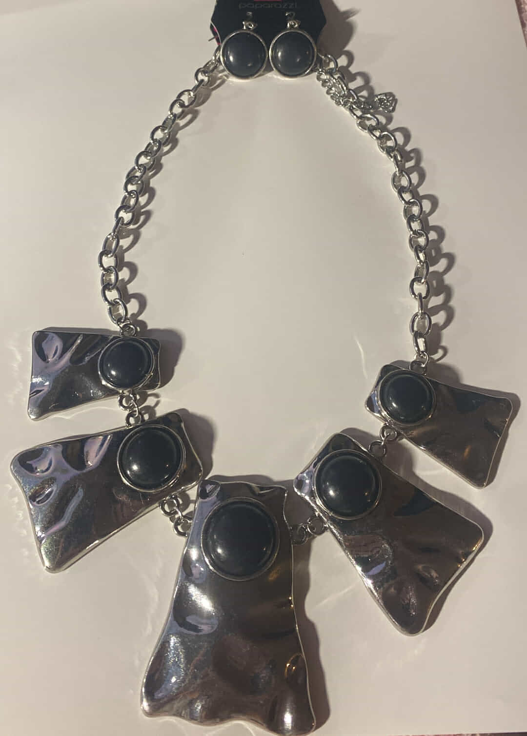 Silver and black Necklace