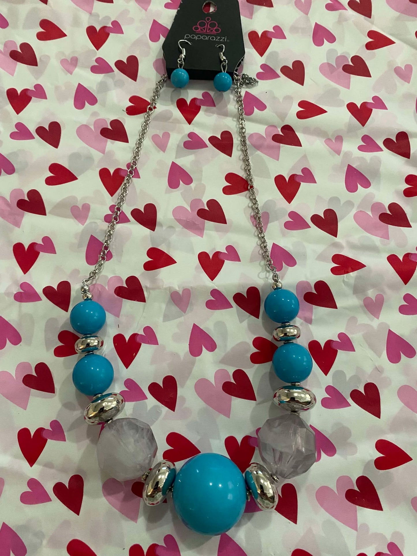 Blue and Silver Necklace Set