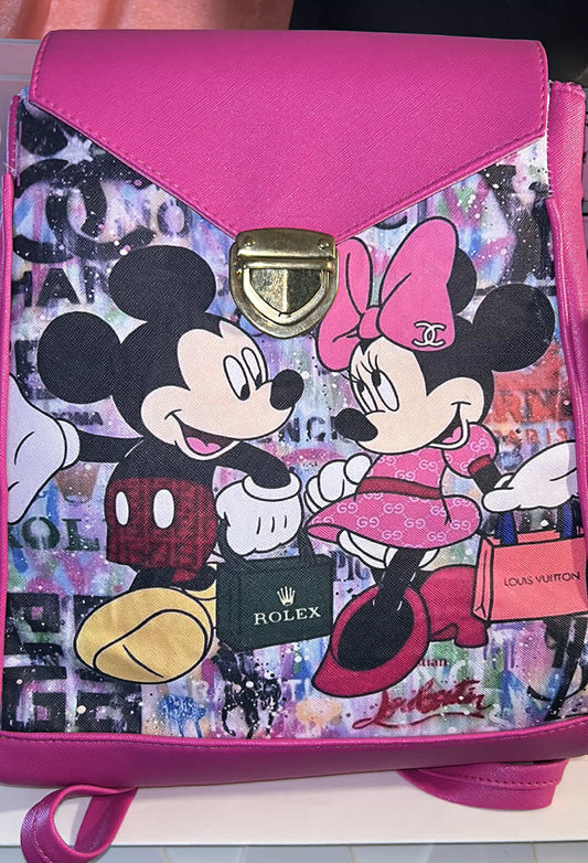 Fuchsia Mickey and Minnie Crossbody Set