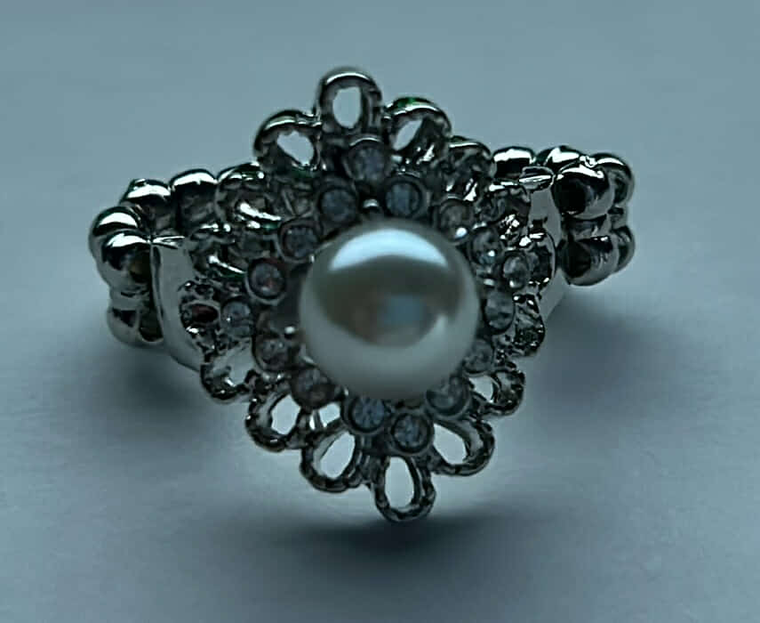 White Pearl Silver Ring