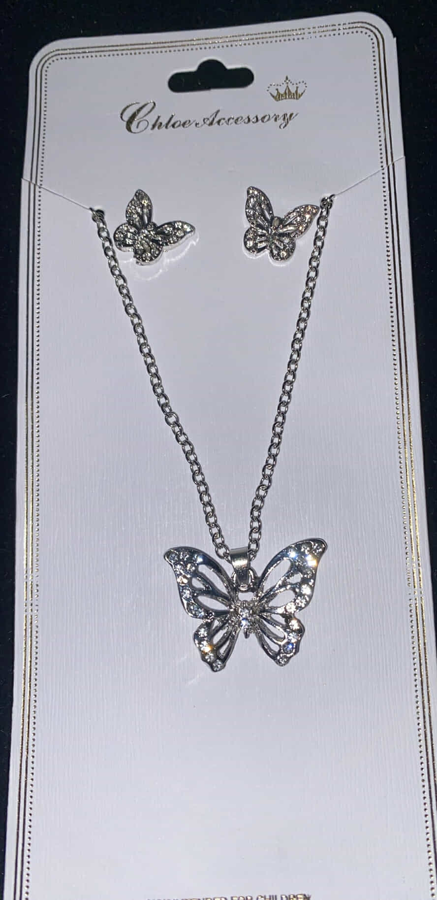 Silver Butterfly Necklace Set