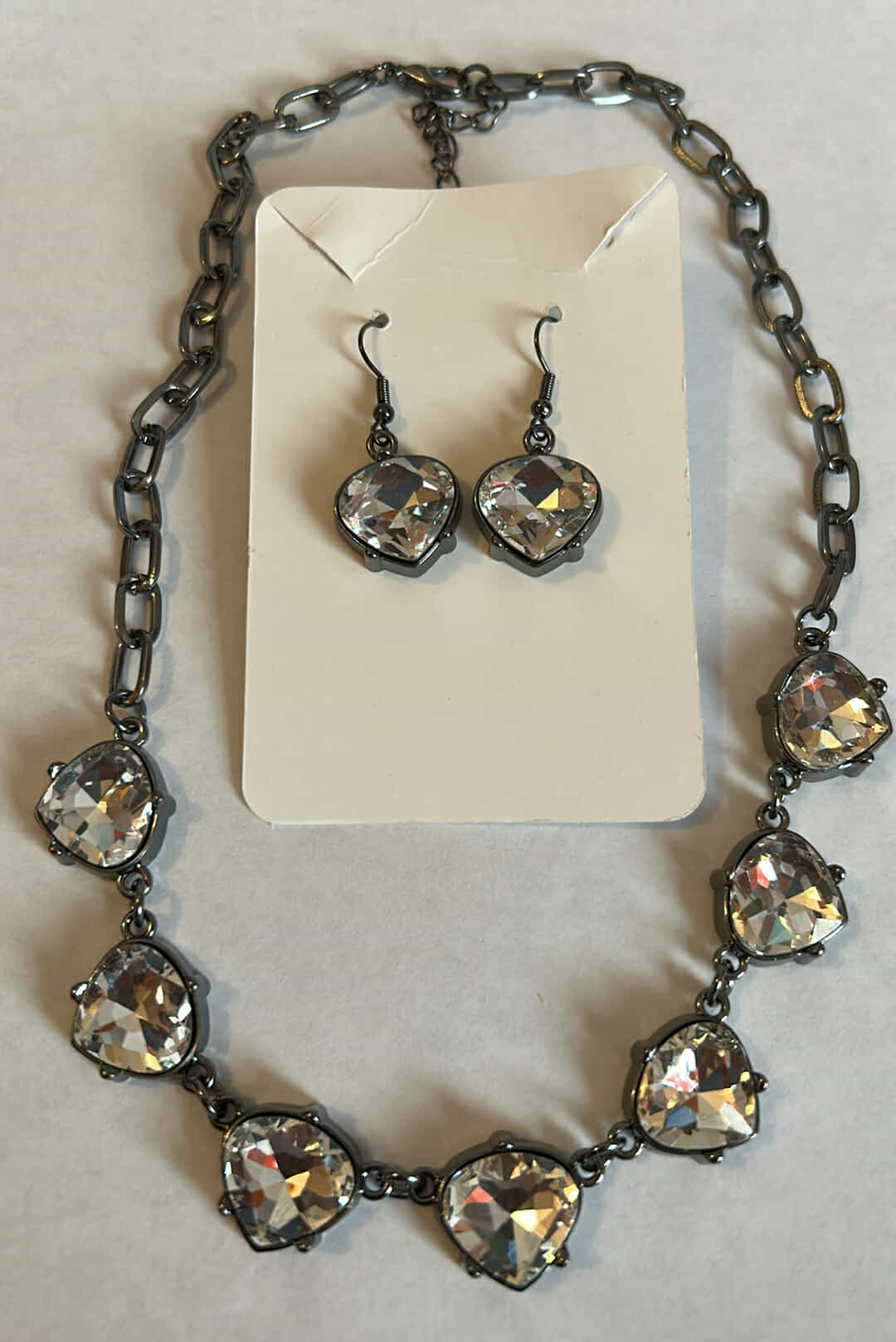 Black Metal Rhinestone Necklace Set