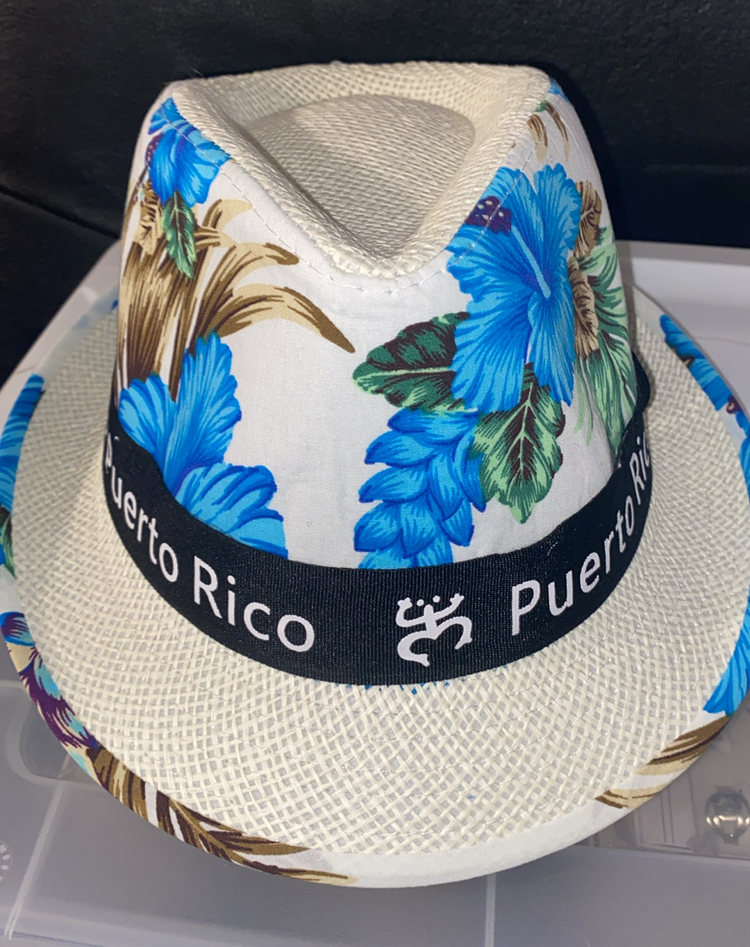 Tropical Hat With  Puerto Rico Ribbon On The Brim. ONE SIZE
