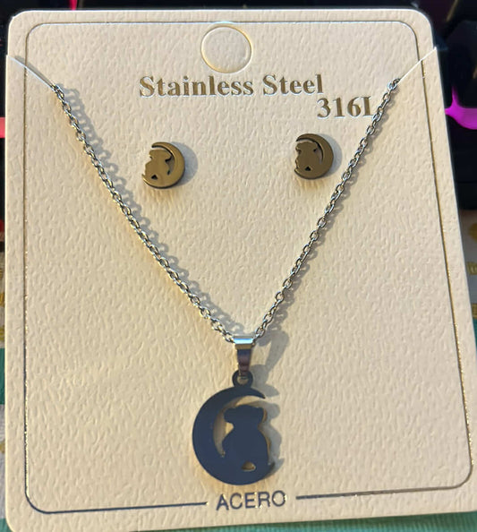 Silver Stainless Steel  Necklace Set