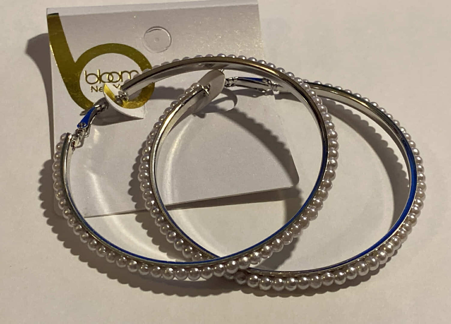 silver Pearl Earring Hoop